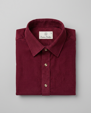 Cherry burgundy corduroy shirt for men - Prime Porter