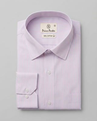 Lavender striped cotton formal shirt for men - Prime Porter