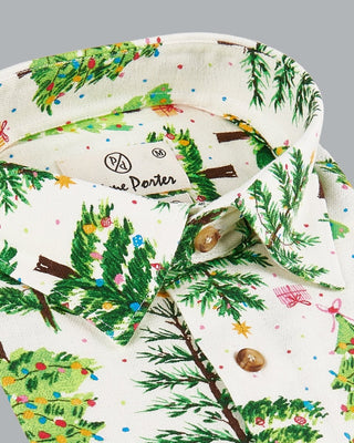 Fir Tree Christmas Printed Flannel Shirt - Prime Porter