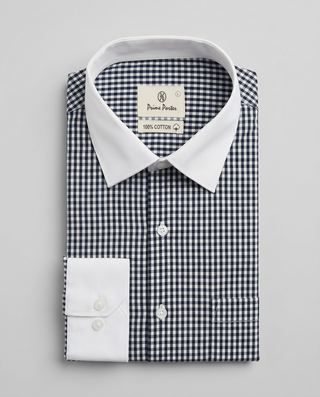 Black checked banker shirt for men - Prime Porter