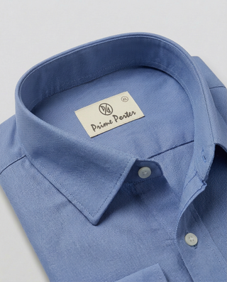 Blue Oxford cotton formal shirt for men - Prime Porter
