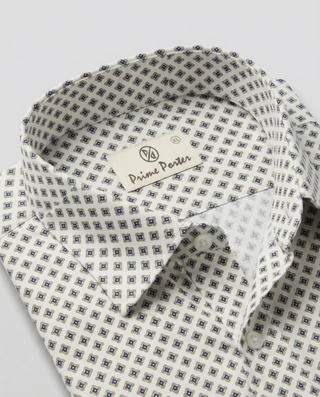 White printed cotton casual shirt for men - Prime Porter