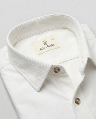 White corduroy shirt for men - Prime Porter
