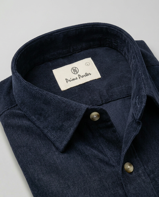 Navy corduroy shirt for men - Prime Porter
