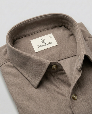 Beige corduroy shirt for men - Prime Porter