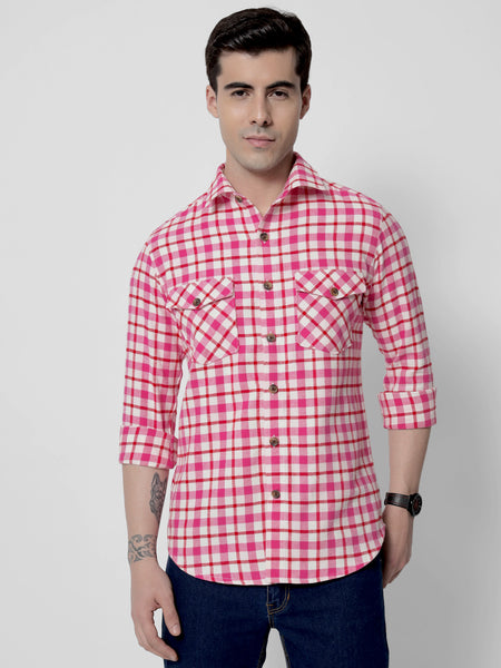 Raspberry Flannel Shirt