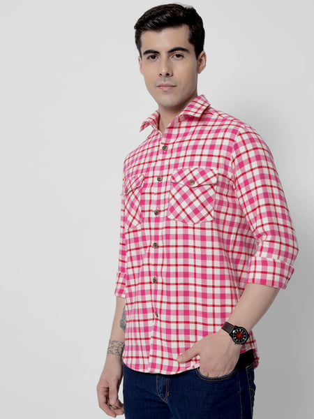 Raspberry Flannel Shirt