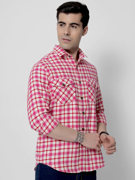 Raspberry Flannel Shirt