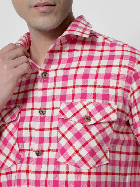 Raspberry Flannel Shirt