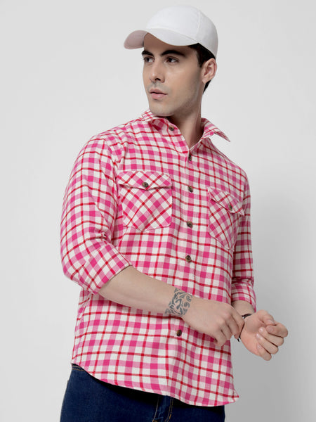 Raspberry Flannel Shirt