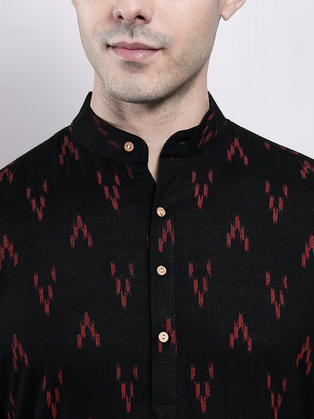 Black Ikkat Printed Kurta