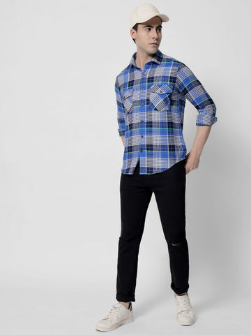 Lapis Flannel Check