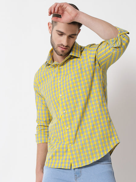 Mango Check Yellow Shirt