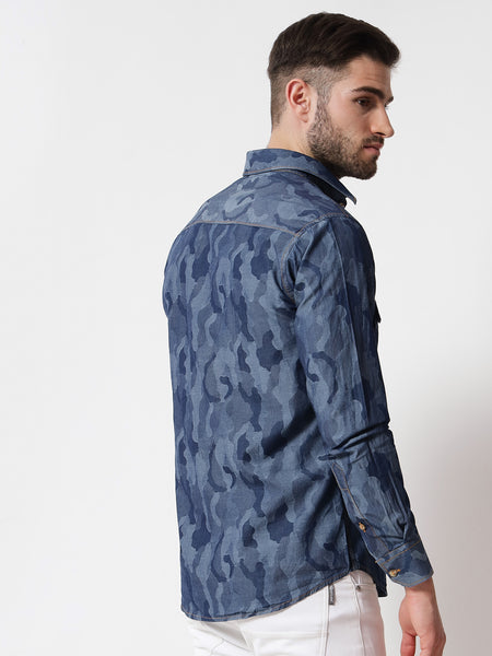 Camo Printed Denim Shirt