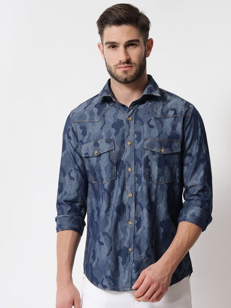 Camo Printed Denim Shirt