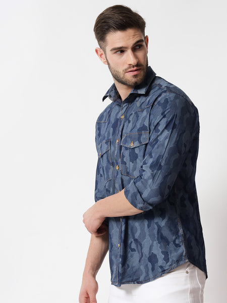 Camo Printed Denim Shirt