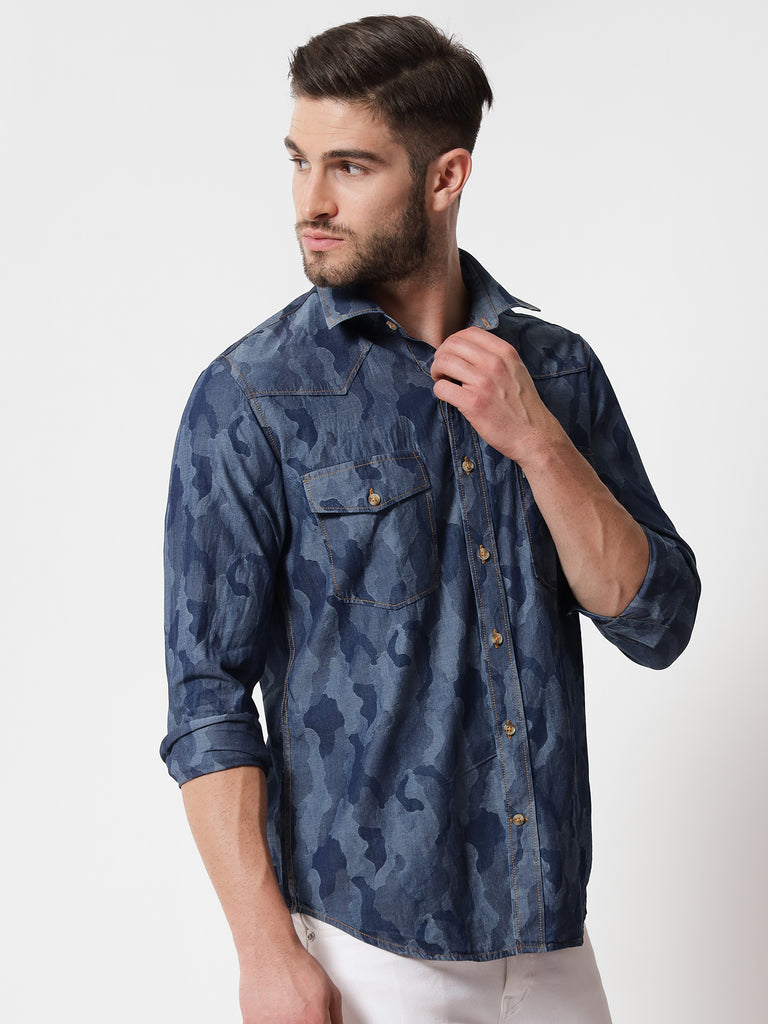 Camo Printed Denim Shirt – Prime Porter