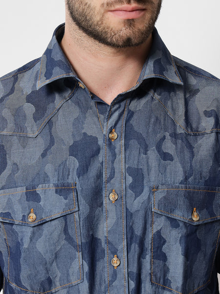 Camo Printed Denim Shirt