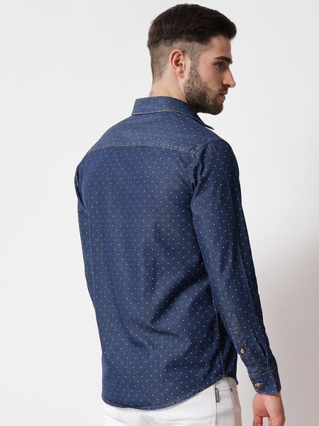Dot Printed Denim Shirt