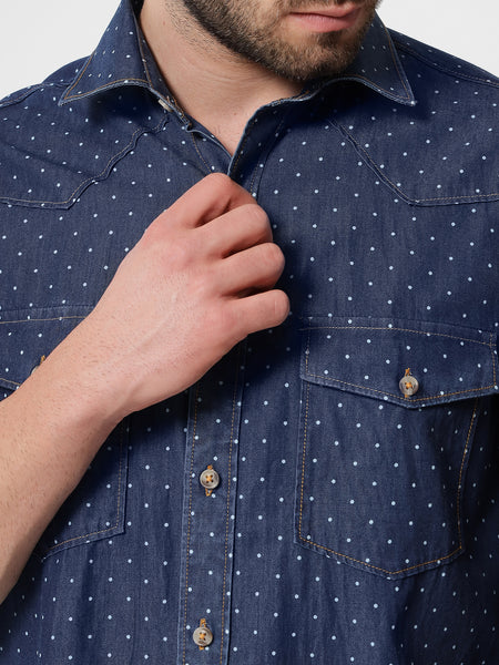 Dot Printed Denim Shirt