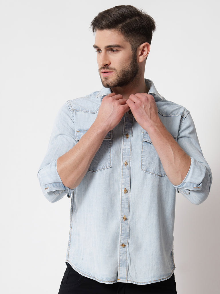 Ice Blue Denim Shirt – Prime Porter