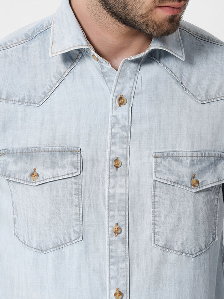 Ice Blue Denim Shirt