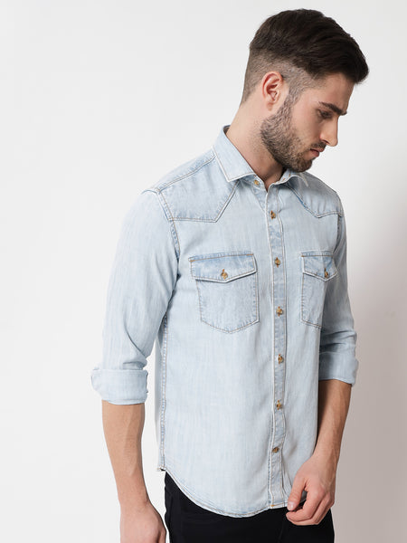 Ice Blue Denim Shirt