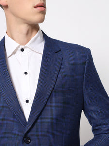 Blue Self Checked Blazer