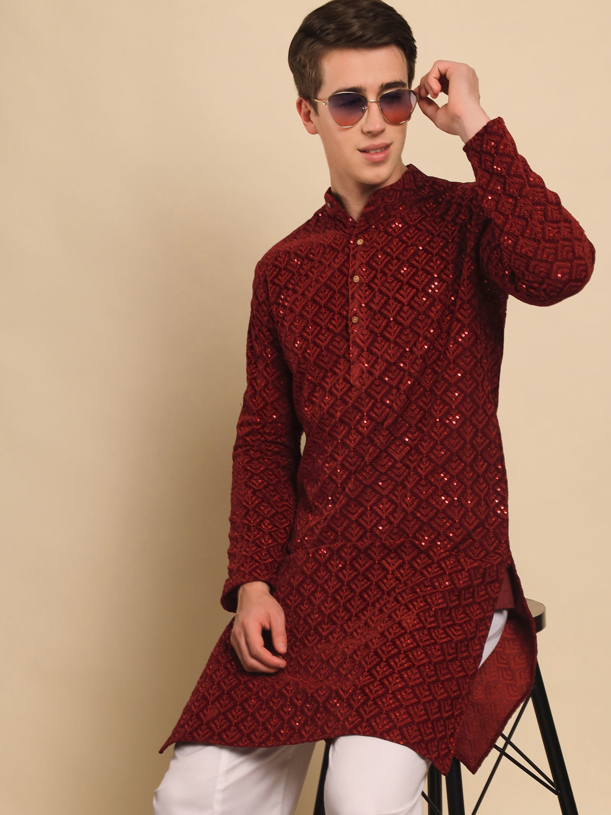 Garud Embroidered Sequin Kurta