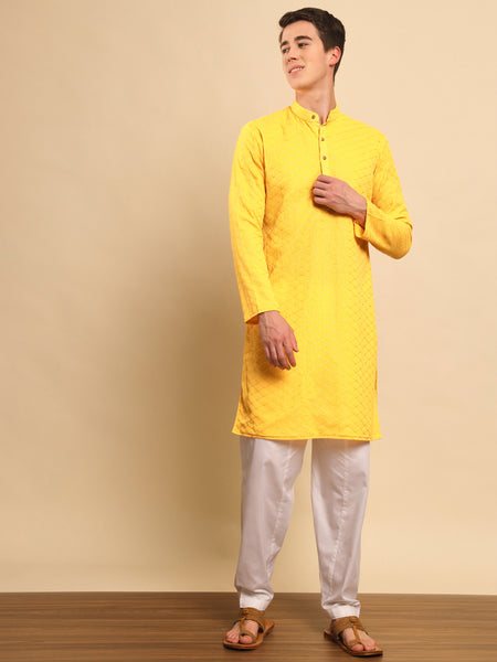 Haldi Embroidered Kurta