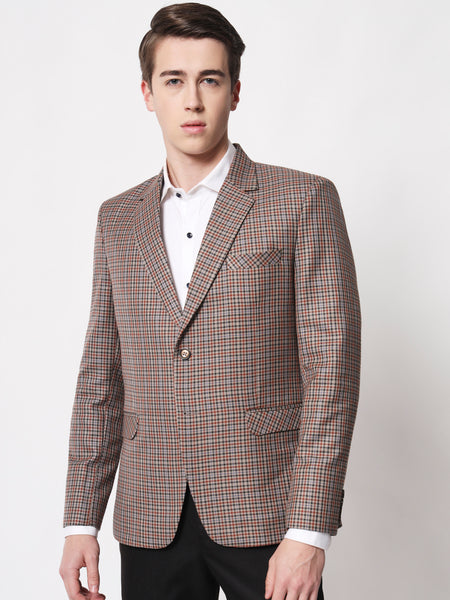 Light Mocha Checked Blazer