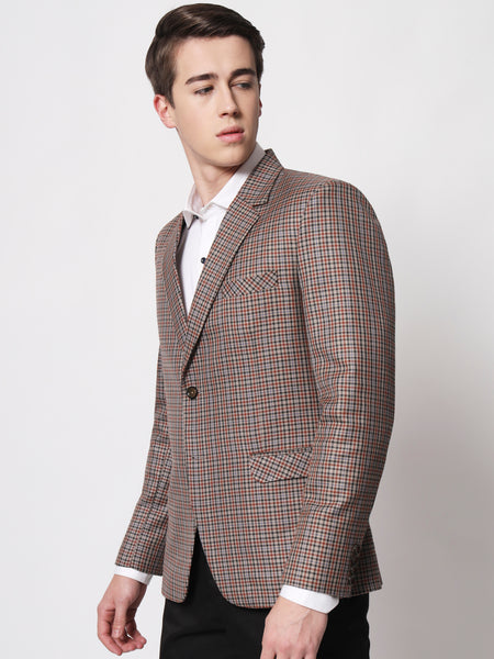 Light Mocha Checked Blazer