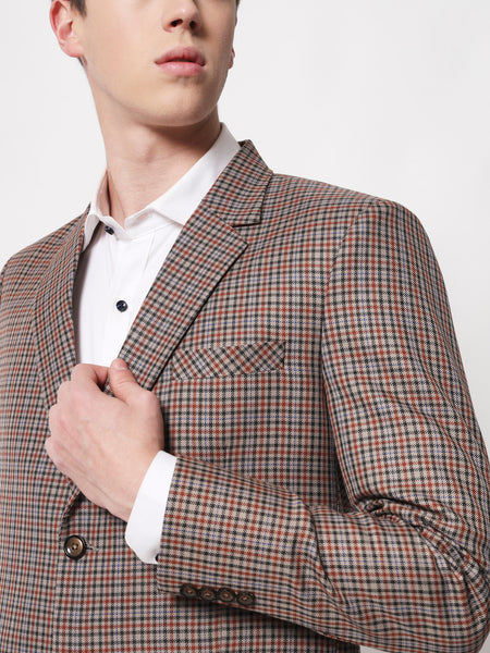 Light Mocha Checked Blazer