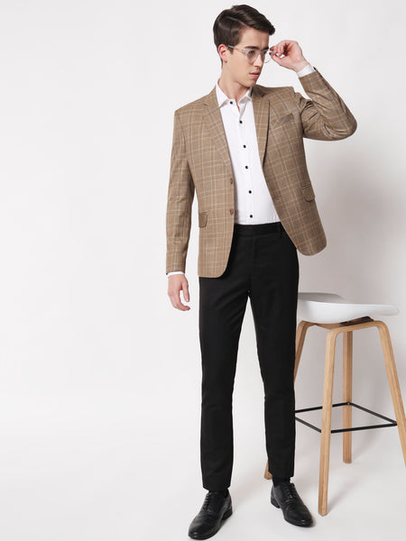 Light Beige Checked Blazer