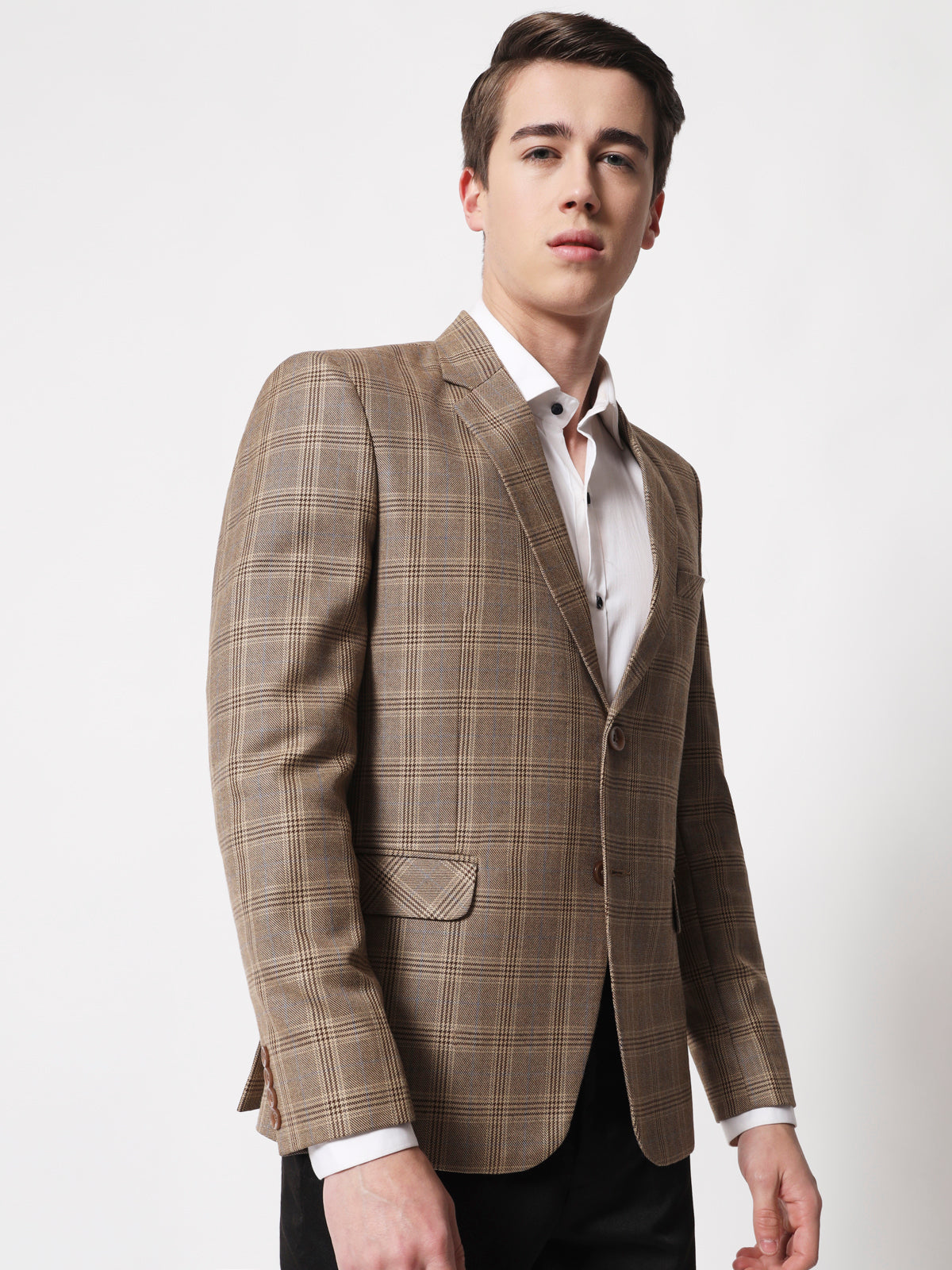 Light Beige Checked Blazer