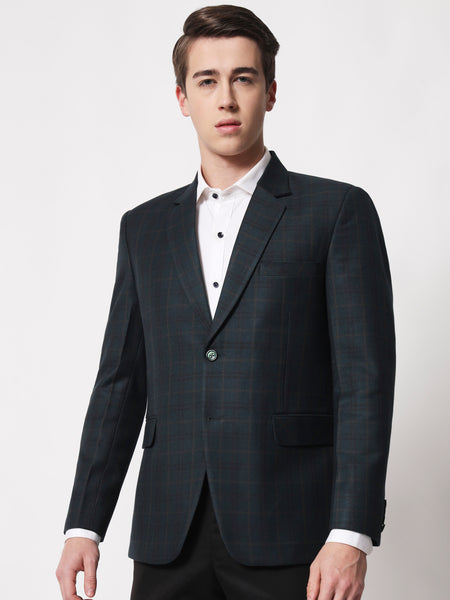 Bottle Green Checked Blazer