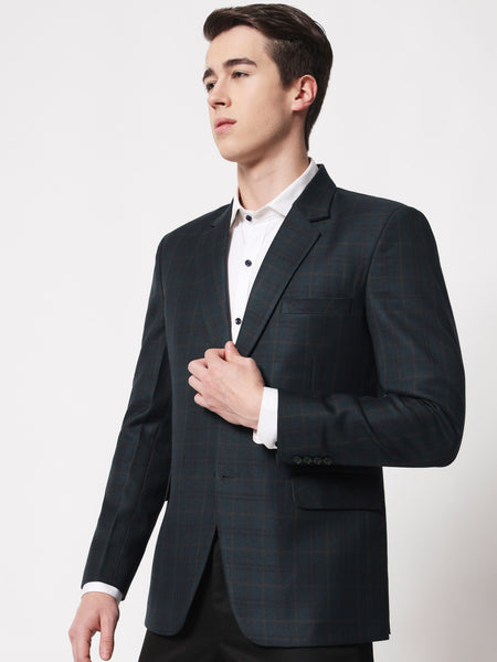 Bottle Green Checked Blazer