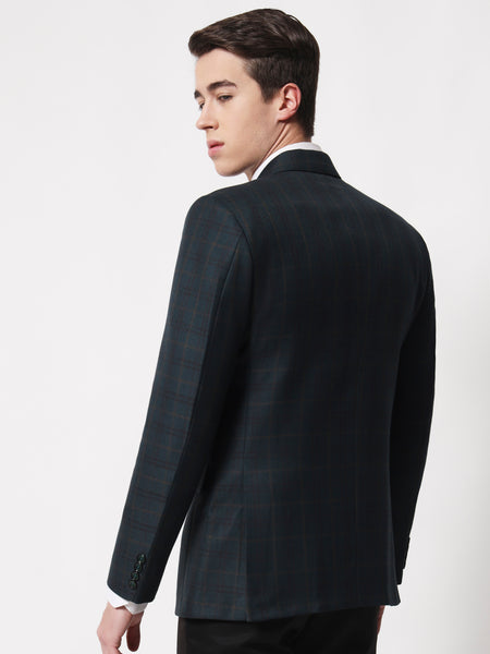 Bottle Green Checked Blazer