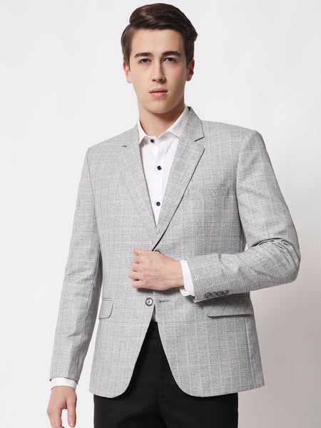 Cloud Grey Checked Blazer