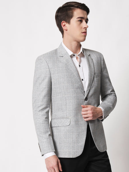 Cloud Grey Checked Blazer