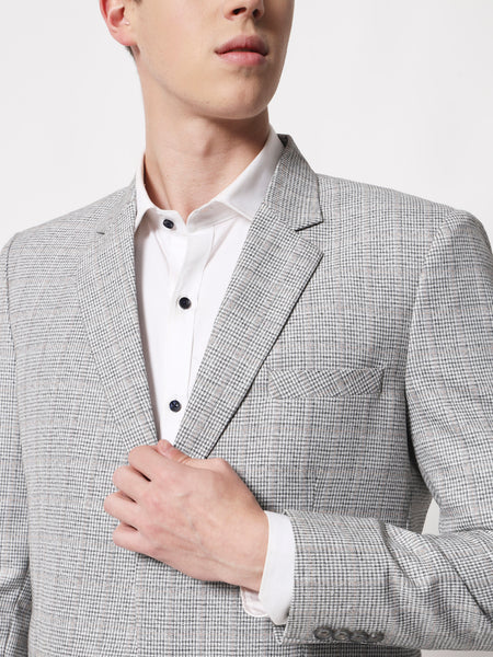 Cloud Grey Checked Blazer