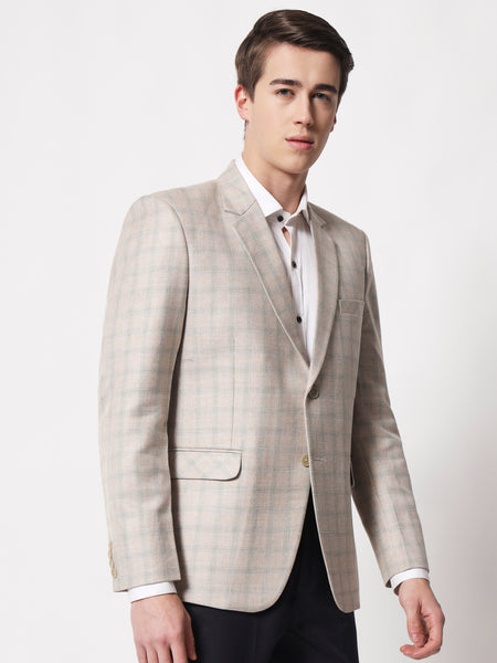 Ecru Checked Blazer