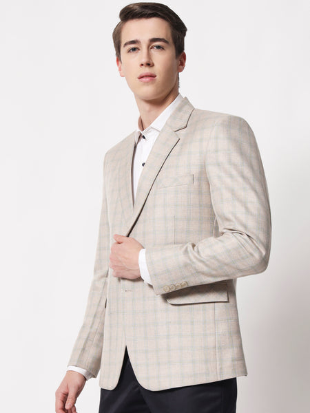 Ecru Checked Blazer