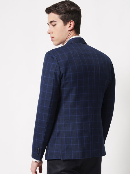 Navy Blue Checked Blazer