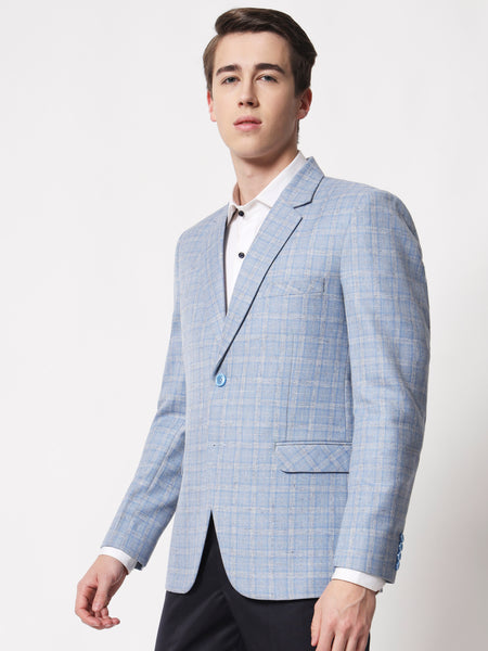 Light Blue Checked Blazer