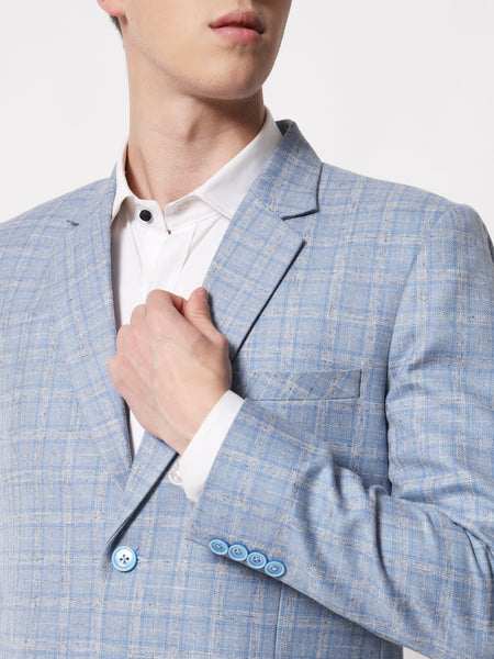 Light Blue Checked Blazer