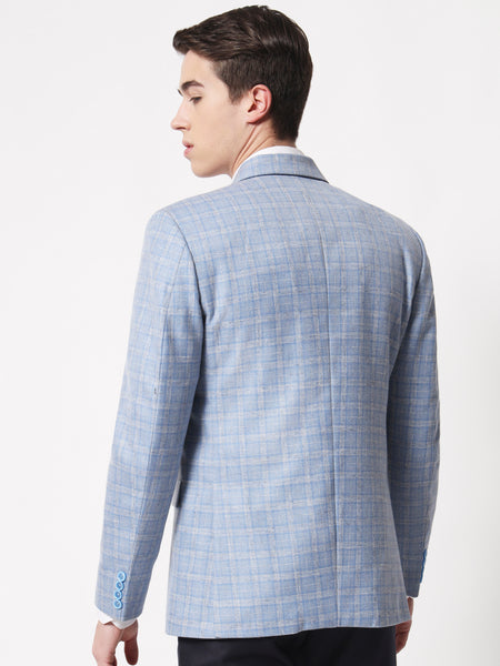 Light Blue Checked Blazer