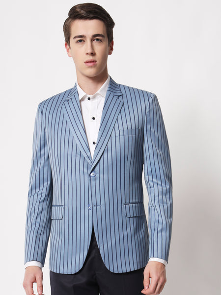 Light Blue Striped Blazer