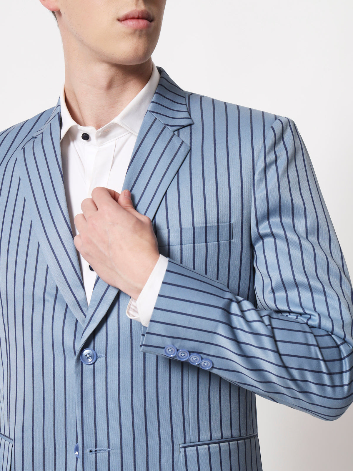 Light blue sales striped blazer