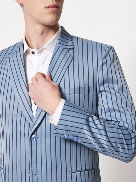 Light Blue Striped Blazer